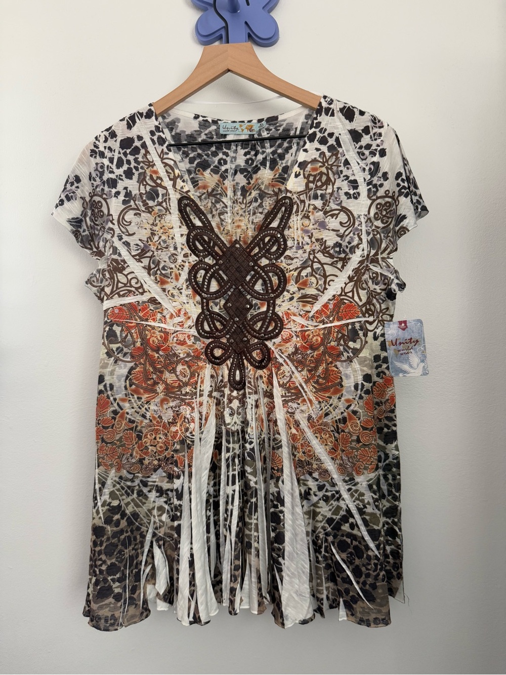 XL NEW Peplum Relaxed Blouse Fairy Floral Boho Forest Goblin Y2K Fall Cottage